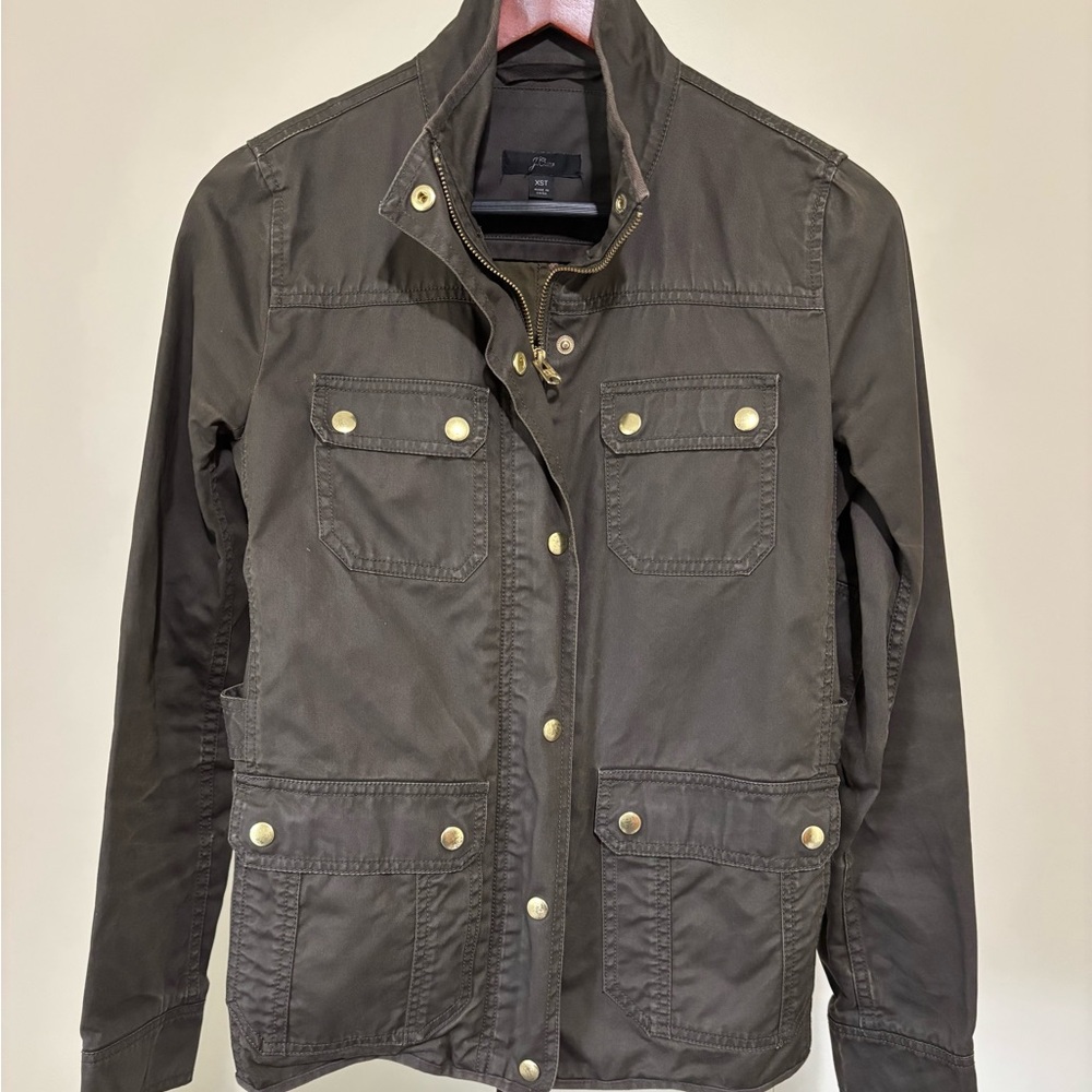 J Crew Dark Olive Jacket with Gold Buttons